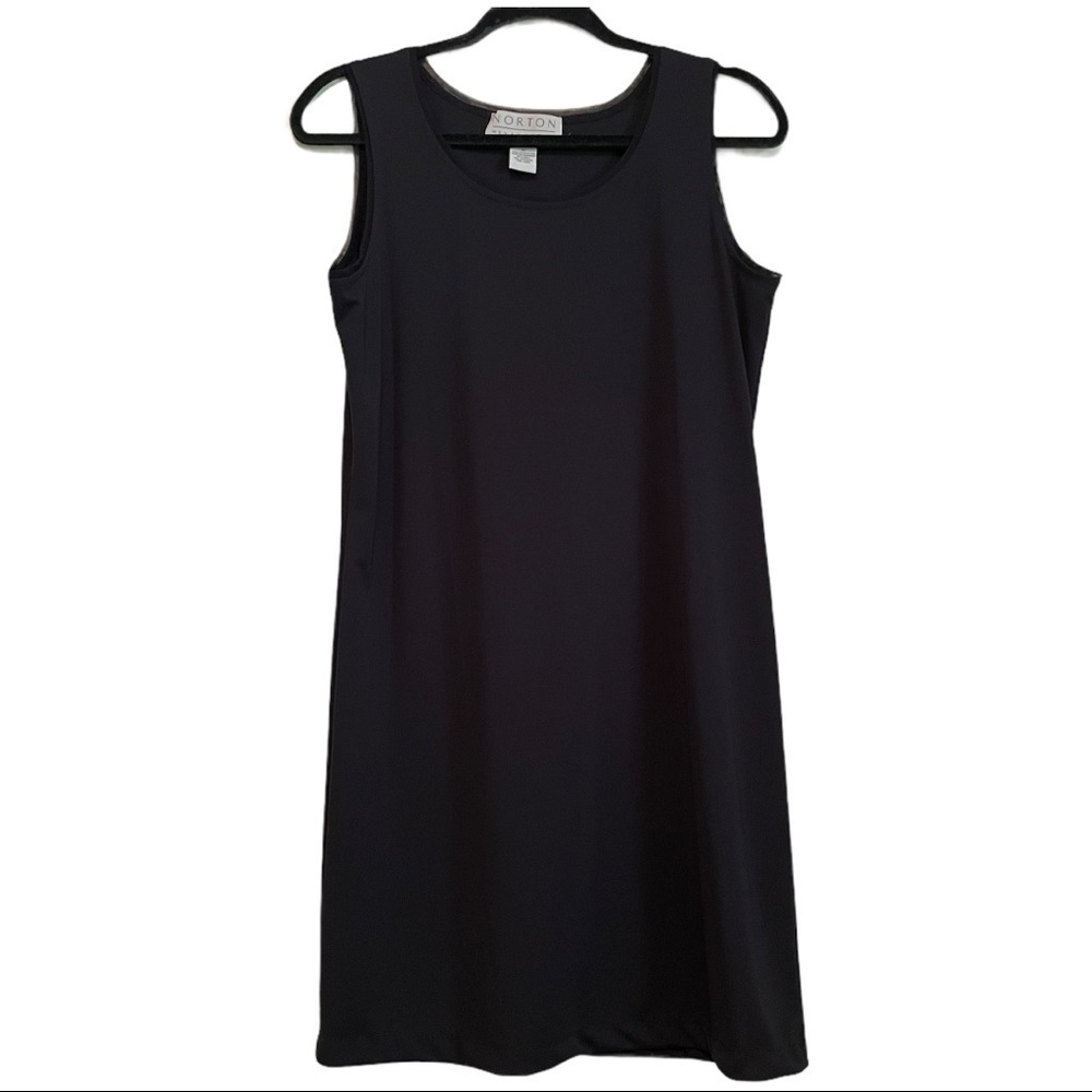Norton McNaughton Sleeveless Black Sheath Dress Size M Classic Design Vintage